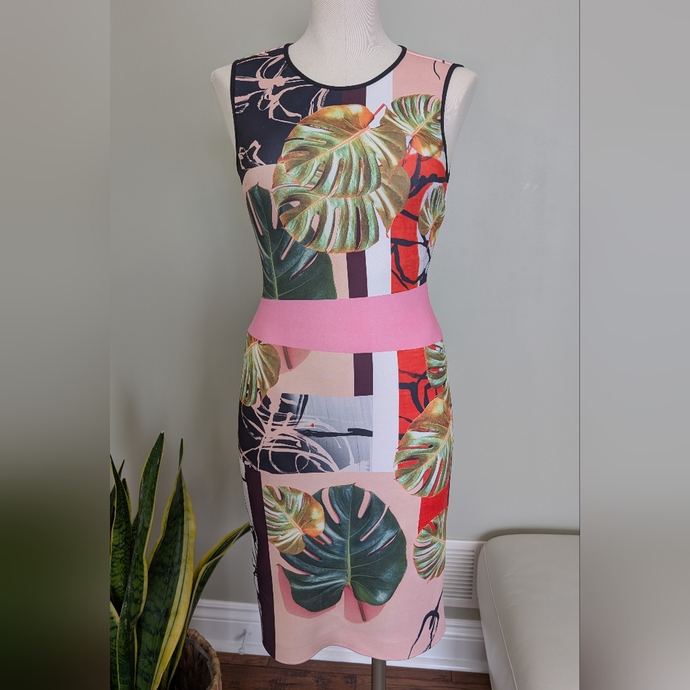Clover Canyon Dress Falling Leaves Bodycon Sleeveless Party Modern Size S